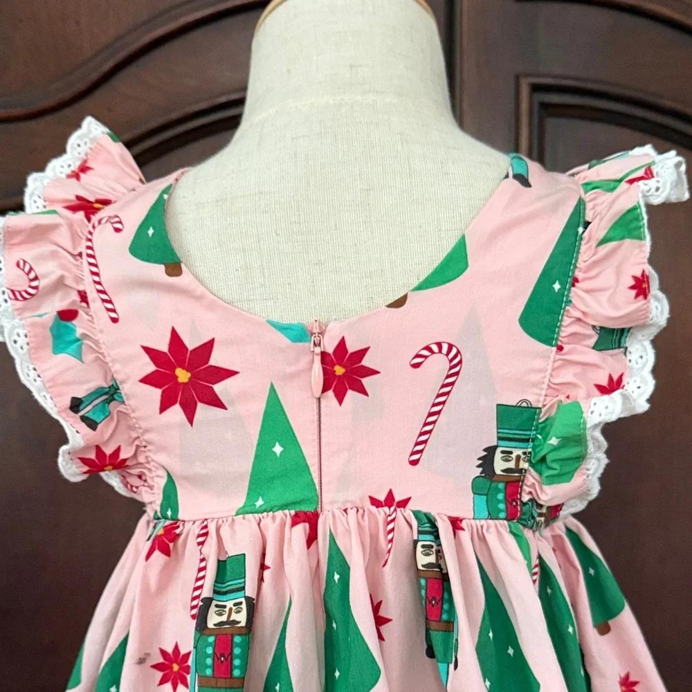 Eleanor Rose Christmas Dress 18M Pink Green Nutcracker Tree Holiday Boutique